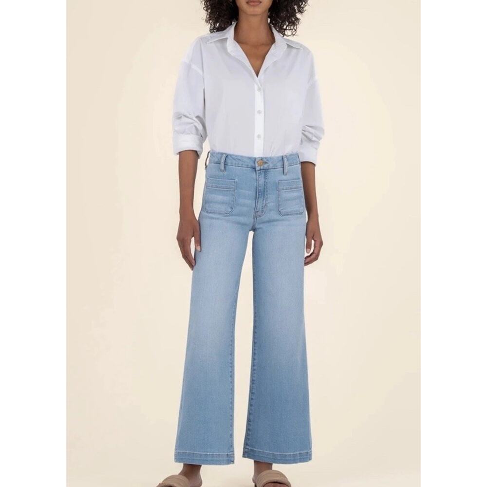 Kut from the Kloth Meg High Rise Wide Leg Light Wash Size 12